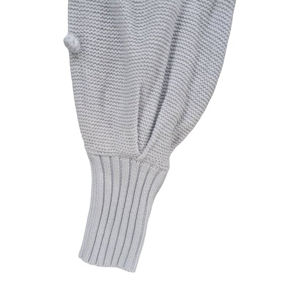 BCBGMaxAzria Puff Sleeve Pom Sweater Womens Ice Blue Turtleneck Cable Knit Sz XS - Picture 9 of 9